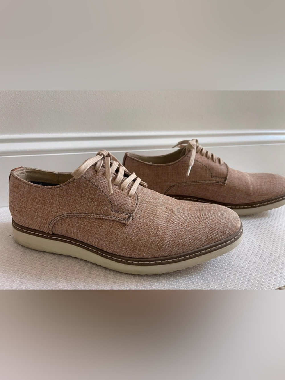 Brantano Men's Oxford in Light Brown Linen-Textured